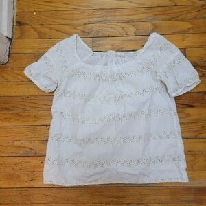 J.Crew Vintage White Eyelet‎ Peasant Top M Cottagecore Boho Victorian Inspired